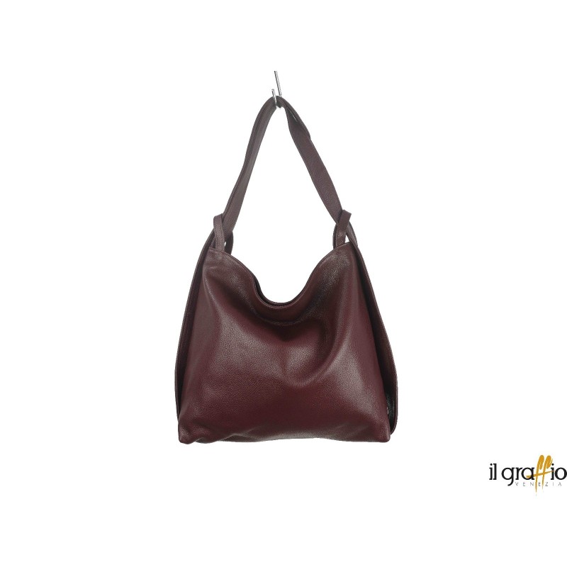 Borsa a spalla trasformabile in zaino.  Vera pelle. Made in Italy.