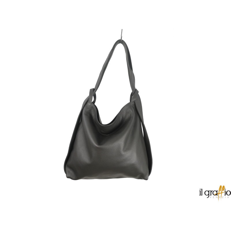 Borsa a spalla trasformabile in zaino.  Vera pelle. Made in Italy.
