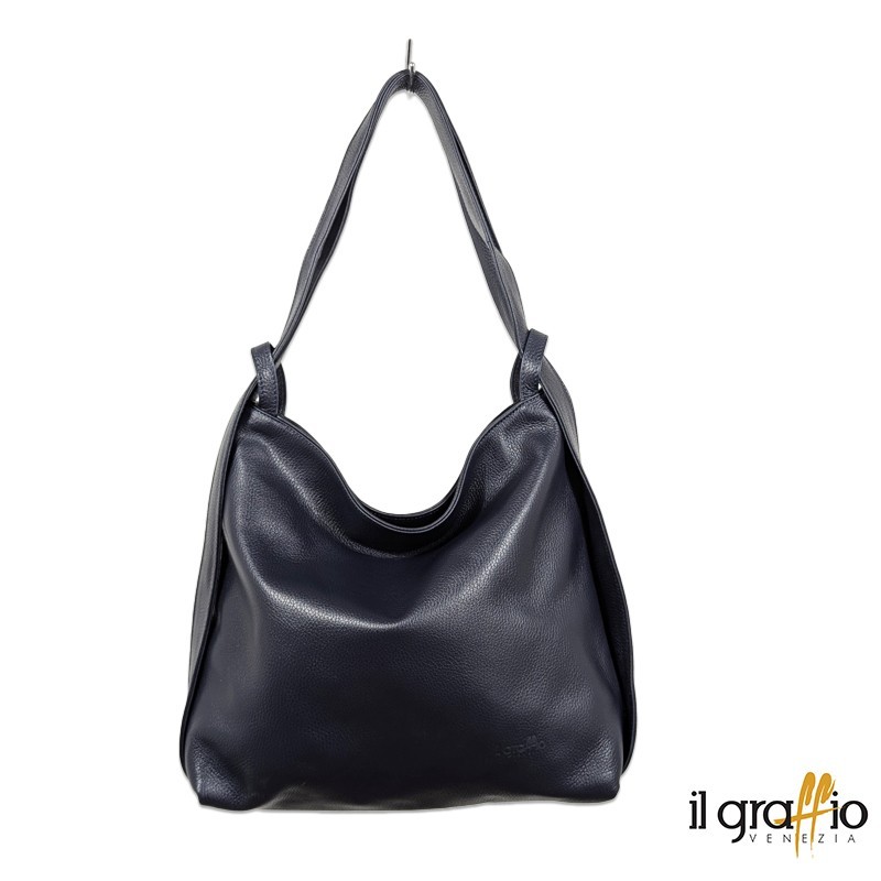 Borsa a spalla trasformabile in zaino.  Vera pelle. Made in Italy.