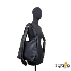 Borsa a spalla trasformabile in zaino.  Vera pelle. Made in Italy.