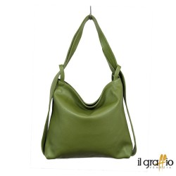 Borsa a spalla trasformabile in zaino.  Vera pelle. Made in Italy.