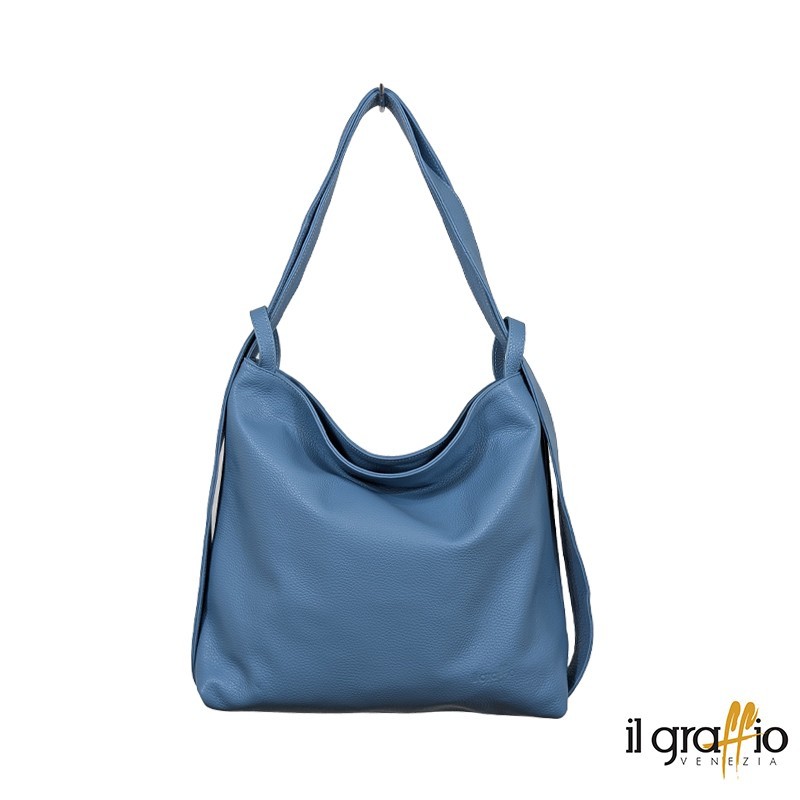 Borsa a spalla trasformabile in zaino.  Vera pelle. Made in Italy.
