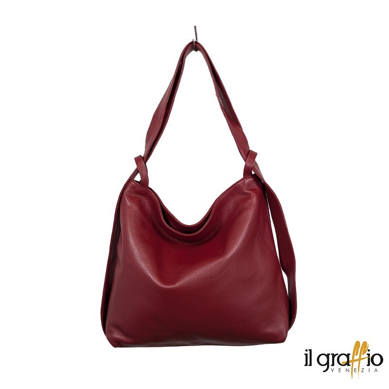Borsa a spalla trasformabile in zaino.  Vera pelle. Made in Italy.